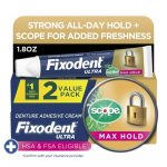 (2 pack) Fixodent Denture Adhesive Cream Original, All Day Hold for Fulls and Partials, 2.4 oz