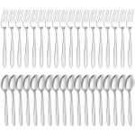 Mirdinner 36 Pcs Forks and Spoons Silverware Set, Food Grade Stainless Steel Flatware Cutlery Set, 18 Dinner Forks and 1