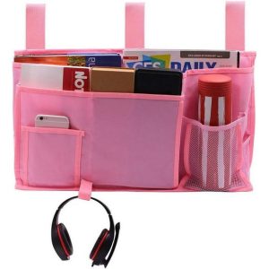 Bedside Caddy Hanging Bed Organizer Storage Bag Pocket for Bunk and Hospital Beds, College Dorm Rooms Baby Bed Rails, Ca